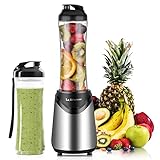 La Rêveuse Mix&Go Standmixer Smoothie Mixer Blender elektrisch 300 Watt Persönliche Größe mit 2 BPA-freien tragbaren Reisesportflaschen (550ml),Rosa (Silver)