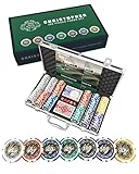 Bullets Playing Cards, Pokerkoffer Christopher, Pokerset mit 300 Kunststoff Pokerchips -inkl. Keramik Dealerbutton