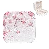 Schmuckkästchen PU Leder Kleine Schmuck Reise Fall Koralle Rot Schneeflocke-01