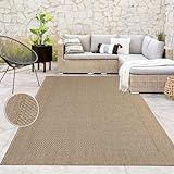 Paco Home Teppich Indoor-Outdoor, moderner Jute-Look in natürlicher Sisal Optik, robust & wetterfest, ideal für Terrasse Wohnzimmer & Küche, Grösse:80x150 cm, Farbe:Beige