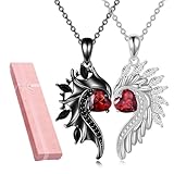 NJCXOLA 2 Stück Herz Pärchen Halskette, Magnetische Halskette für Paare, für Freund, Freundin, Ehemann, Ehefrau, Bester Freund, Geburtstag, Muttertag, Valentinstag