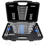 HASKYY Ratschenschlüssel Satz 8-32mm Ring Maul Ratsche Schlüssel 72 Zähne Feinverzahnt Werkzeug Set 13 tlg. im Koffer - Werkstatt, Industrie, KFZ