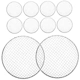 GARIOUANS 10 Stück Teiliges Rundes Einweg grillnetz für Outdoor Grill Bbq Grillmatte mit Abgerundeten Ecken Hitzebeständig Vielseitig Einsetzbar Geeignet für Fleisch Gemüse Fisch für