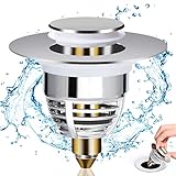 Diboniur Stöpsel Waschbecken, Universal POP UP Waschbeckenstöpsel, Vollmetall Abflussstopfen Waschbecken für Badewanne, Küche, Waschtisch (Ablaufloch Blende 32-42 mm)