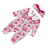 DEARMAMY 2 Teiliges ädchen Kostü Langarm Jumpsuit Mit Blumenmuster Und Haarband Ideal Für Neugeborenen Fotografie Größe 80 12 24 Monate