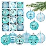 Weihnachtskugeln Blau, Christbaumkugeln Kunststoff 6cm, Blaue Weihnachtsbaumkugeln Groß, 12 Stücke Weihnachtsbaum Kugeln Set