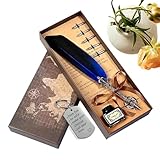 Feder- und Tinten-Set, glattes Schreiben mit Ersatzspitzen, Federkiel und Tinten-Tauchstift-Set, für Tagebuch, Zeichnen, Praxis, Geburtstag, Weihnachten, Zuhause, Büro, Schule, Reisen