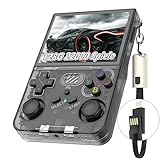 R36XX Retro Spielkonsole, Handheld Videospielkonsole 22000+ Klassische Spiele 12+ Emulatoren, 3.5″ IPS OCA Bildschirm, 640*480 Auflösung, Open Source Linux System, WiFi Unterstützung (128G) (Schwarz)
