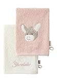 Sterntaler 2er Waschhandschuhe Esel Emmi Girl flora rose uni mit Stickerei und Logo Schriftzug