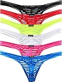 iKingsky Durchschauen Herren Strings Ausbuchtung T-Back Männer Unterwäsche Sexy Aiedrigen Taillen Tanga Unterhose (X-Large, 6er Pack)