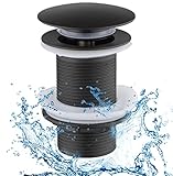 Maloftars Waschtisch Ablaufgarnitur Universal Ablaufgarnitur ohne Überlauf Pop-Up-Ablaufgarnitur Badewanne Dusche Spüle Push Open Ablaufgarnitur Waschbecken Schwarz