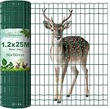 Amagabeli 1M X 25M drahtgitter Drahtzaun Gartenzaun Maschendraht Grünen Maschenweite 50 x 100mm Drahtgitter-Rolle Gartenzaun RAL6005 Kaninchendraht Metall Drahtg Forstzaun Gitterzaun Drahtzaun