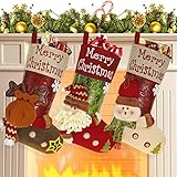 ORSJA Weihnachtsstrumpf, 48cm Groß Nikolausstiefel Nikolausstrumpf für Weihnachtsdeko, Weihnachten Christmas Stocking für Weihnachtsbaum Kamin Deko, Weihnachtssocken für Weihnachten Geschenke