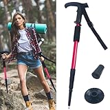 Rot Gehstock Klappbar,WanderstöCke Teleskop,TrekkingstöCke Teleskop,Aluminiumlegierung GehstöCke,Wird für Outdoor-Reisen,Bergwandern und Andere Sportarten Verwendet