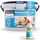 Plid® Renovierfarbe ASF 2,5l inkl. Anti-Schimmel Spray - Innen Weiß für alle Wände [DAUERHAFTER SCHIMMELSCHUTZ] - Farbe für feuchte Räume, Bad & Küche - Effektiver Schutz