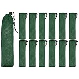 sourcing map 12 x Tragetaschen aus Stroh, tragbare Besteckhülle, Essstäbchenetui, Utensilientasche für Zuhause, Reisen, Outdoor, Aufbewahrung, Gabel, Löffel, Essstäbchen, L & Dunkelgrün