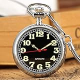 YIHANSS Mechanische Taschenuhr mit automatischem Selbstaufzug und leuchtendem Ziffernblatt und Schlangenkette, luxuriöse Taschenuhr mit Nachtleuchtender Fluoreszenz