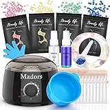 Madors Wachswärmer Waxing Set mit 400g Wachsbohnen- Warm Wax Set wachsmaschine enthaarung set - Waxing Maschine für Wachs Haarentfernung Perlen für Ganzkörper Waxing zu Hause