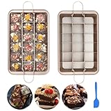 IVEOPPE Brownie Backform Backblech Brownie, mit Trennwänden und Spatula, 31 * 20 * 3.7 cm, Antihaftbeschichtete Brownie Backform für Backen von Kuchenkeksen