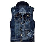YOUTHUP Weste Herren Denim Weste Casual Zerrissen Jeansweste Outdoor Vintage Freizeitweste Ärmellose Jacke, #2206 Dunkelblau, XL