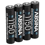 ABSINA AAA Akku für Telefon Gigaset 1150 NiMH 4er Pack - Akku AAA für Telefon mit 1,2V & min. 1050 mAh - Geeignet für Gigaset CL660HX, A400 A415, C300 C430, C475 C530 UVM.