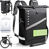 Noxcer 3in1 Fahrradtasche für Gepäckträger & Rolltop Rucksack | 18L Volumen Recycelt Wasserabweisend Reflektierend | inkl. Regenschutz | Gepäckträgertasche fürs Fahrrad