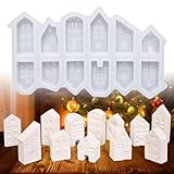 qianduoduo Silikonformen Gießformen Häuser,12 Stück Mini Silikonform Haus,Silikonformen Gießformen Weihnachten Kerzenformen zum Gießen, Gips Zum Gießen Silikonform Silikonformen Gießformen Herbst