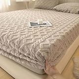 GXLBDK Winter Spannbettlaken Warm Samt Kuschelige Bettlaken Boxspringbett Frottee Spannbetttuch Fleece Biber Spannbetttücher Leintuch,Braun,35.4 * 78.4in