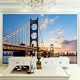 Vlies Fototapete Golden Gate Bridge, USA 3D Effekt 250x175 Brückenarchitektur Foto Tapete Schlafzimmer Wohnzimmer Moderne XXL Wandtapete Groß Vliestapete Fototapeten Poster Wand Dekoration a-7099