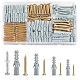 228 Stück Gipskartondübel mit Schrauben Dübel Set, Gipskartondübel für schwere Lasten mit selbstschneidender Schraube, Dübel für Außenmantel, Befestigung an Mauern, Lochziegel, Beton