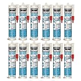 Ceresit CS 20 Sanitär neutral in Kartusche, schimmelresistentes und wasserfestes Silikon zum Abdichten in Bad und Küche, Fugenweiß für sanitäre Bereiche, 12 x 280ml weiß