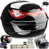 tectake® Motorradkoffer, Gepäckträger, Topcase abschließbar für Helm Motorrad, Mofa Helm, Moped Helm, passend für Roller, Moped, e Roller, Quad, Transport Box mit Schloss, Heckbox - 22 Liter Volumen