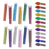 HMCEY 12 Stück Glitzerpulver Set 7 G,Streuer Glitzer Bunt zum Basteln,Bastelglitzer für Gießpulver,Glitzerpuder für Kerzen Gießen,Glitter Powder für Nagelkunst, Handwerk, Dekoration - 12 Farben