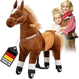 Miweba Pony Amadeus | Reitpferd auf Rollen - Pferd für Kinder - Schaukelpferd - Schaukeltier - Kuscheltier - Spielpferd zum Reiten - Plüschtier - Stofftier - Stehpferd - 3-5 Jahre (S Small)