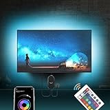 Mexllex Led TV Hintergrundbeleuchtung 55 bis 75 zoll,Smart Led App Steuerbar 5050 led backlight,USB Led Beleuchtung Hintergrundbeleuchtung Fernseher