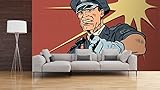 Fototapete für die Wand, Comic, Polizei, Wandbild, dekorativer Vinyl, verschiedene Maße 200 x 150 cm, Dekoration für Esszimmer, Wohnzimmer, Schlafzimmer.