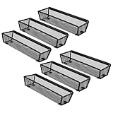 FUNSUEI 6 Stück 22,3x8x5,2cm Besteckkasten für Schubladen Set, Schwarz Metall-Gitterboxen mit Anti-Rutschmatten, Schubladenorganizer für Küche und Büro