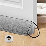 LADYSONS Zugluftstopper für Türen, 92cm Tür Zugluftstopper, Extra Schwere Türluftstopper-Waschbar-Energiesparend, Zugluftstopper Fenster mit Selbstklebende Klebeband, Grau