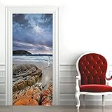 Türaufkleber Für Innentüren Felsigen Ozean Sonnenuntergang Landschaft Türaufkleber 3D Wasserdicht Selbstklebende Tür Wandbild PVC Tür Poster Abnehmbare Diy Türwandbild Aufkleber