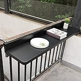 Klappbarer Balkon-Bartisch für Geländer, Outdoor, hängender Beistelltisch, kompakt, schwarz, Geländertisch für Deck, platzsparend, 120 x 40 cm, Balkonmöbel