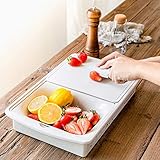 Multifunktionales Abtropf- und Schneidebrett, nicht schimmeliger Kunststoff-Abtropfkorb, Küchenwasserfilter- und Schneidewerkzeug (Farbe: D)