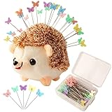 Amerson Nadelkissen Igel Form Niedliches Pin Halter, 100 Stücke Bunte Kopfnadeln DIY Sewing Craft Werkzeug Stoff Nadelhalter Kissen Zubehör Stifte Quilten Halter für Handarbeiten Nähen(Khaki)