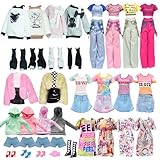13 Stück Kleidung Kompatibel mit Barbie Puppen 11,5 Zoll, Modisches Freizeit-Set mit Beinwärmern Kapuzenpullover und Plüschjacke Sport-Set Sommer-Kühlset Kleid 6 Paar Schuhe für Mädchen Geschenk