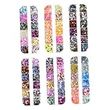 BELLIFFY 6 Stück Bunte Pailletten Nagelornamente Holografisch Nagelkunst Sticker für Natürliche und Künstliche Nägel Selbstgemacht Nageldesign Zubehör für Frauen