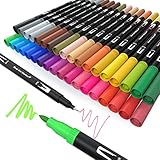 MISDUWA Dual Brush Pen Set, 36 Farben Pinselstifte mit Zwei Spitzen Doppelfasermaler Filzstifte 0,4 mm Fineliner und 1-2 mm Fasermaler Aquarellstifte