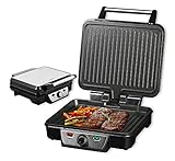 TZS First Austria Elektro-Tischgrill | Grillplatte für Fleisch & Gemüse | Kontaktgrill mit Antihaftbeschichtung | regelbares Thermostat | 1800 W