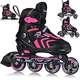 Inliner Skates 4in1 Rollschuhe Inlineskates Schlittschuhe Verstellbar Kinder Erwachsene | ABEC7 Lager | Größen 29-43 (M (34-38))