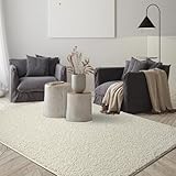 the carpet Foxy Shaggy Teppich - Hochflor Teppich Wohnzimmer & Schlafzimmer - Waschbar & rutschfest - Creme 160 x 230 cm