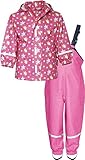 Playshoes Mädchen Regenanzug Sterne, Reflektoren, Abnehmbare Kapuze 408692, 18 - Pink, 116