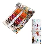 2 Stück 36 Löcher Stifterolle Rollmäppchen Canvas pen Roll Stifterolle Leinwand Pencil Wrap, Waschbar, für Aquarellstifte Bleistifte Buntstifte Schule Studenten, Künstler Skizzierung, Schule und Büro